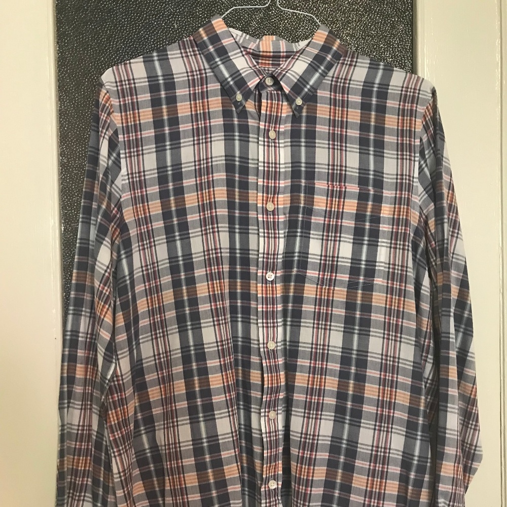 Jack Spade Plaid Madras Button-Down Shirt, Size L